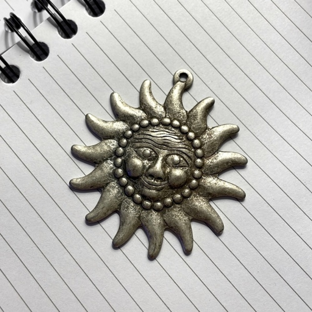 Antique Sun Charm Silver Cast Metal